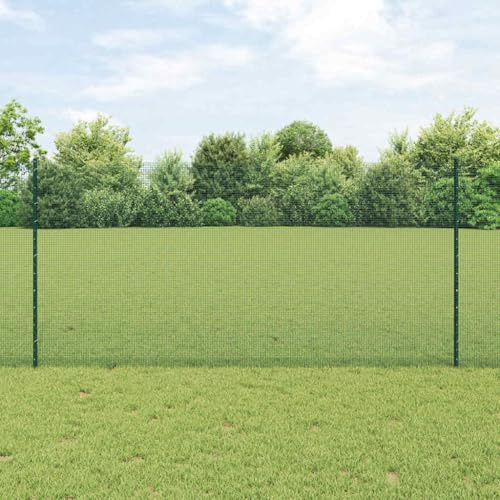 Gartenzaun Zierzaun,Zaun mit Pfosten Grün 1,2 x 50 m Stahl,Dekorative Zäune für Garten und Terrasse