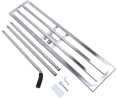 CFTGIW Rastrello Livellatore per Prato Manico Regolabile Strumento per Livellare il Prato in Acciaio Inossidabile per il Cortile Giardino Campo da Golf Fattoria Ranch Area Tempo un Livellatore E