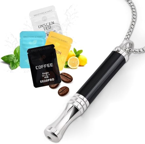 Cadena respiratoria para dejar de fumar,Contiene 12 filtros (4 sabores), Sin nicotina ni químicos, Simula la experiencia de fumar,Favorece la relajación y los ejercicios de respiración,Color Obsidiana