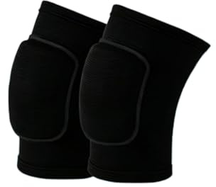 Cryluxial Rodilleras para bailar voleibol para mujer y hombre, rodilleras de esponja espesa para niños, rodilleras transpirables para balonmano, deportes, rodilleras elásticas, color negro, talla M