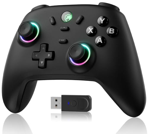 ECHTPower Wireless PC Gaming Controller - Hall Effect Joystick, 2.4G & Wired 1000Hz Polling Rate, 800mAh Battery, Adjustable Turbo/Vibration - for PC/Switch/iOS/Android black