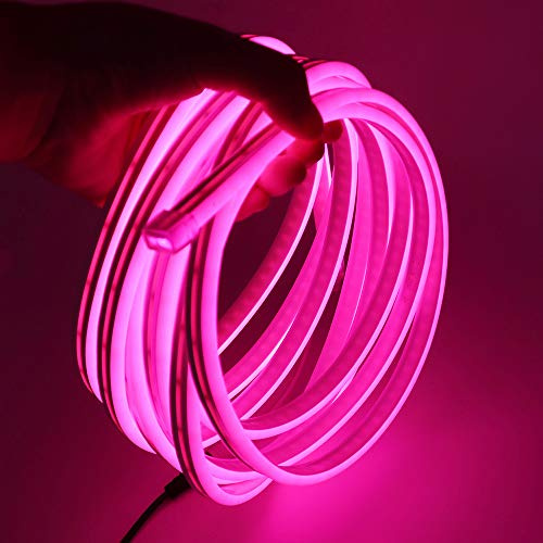 XUNATA Neon LED Strip Streifen, 12V 2835 120leds/m Diffusion Flex LED Lichtband Schlauch (Pink,5M