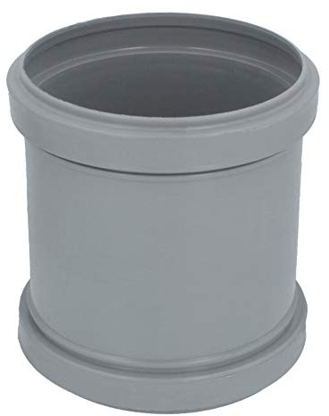 HT Rohr Überschiebmuffe Ø DN 110 mm Länge 130 mm Grau | PP Muffe Mit 2 Gummidichtringen | Kanalrohrsystem Abwasserrohr Doppelmuffe Heißwasser Chemische Beständigkeit | Abwasser Installation