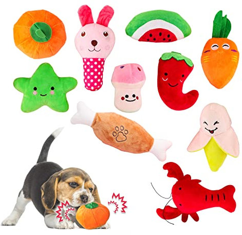 Glaublieb 10 Stück Hundespielzeug Quietschend Niedliches Weiches Plüschspielzeug Interaktives Spielzeug für Kleine und Mittlere Hunde um Langeweile zu Lindern, bis zu 12 kg (10pcs)