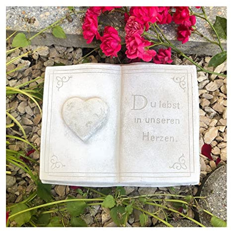 Radami Buch mit 3D Herz Grabherz Gedenkstein Grabbuch Grabschmuck Grabdeko ca.1800g