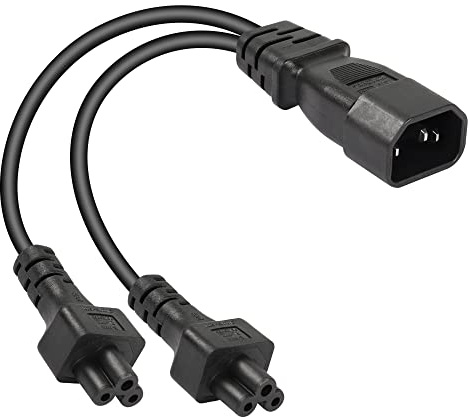 CERRXIAN Cavo di alimentazione da 1 piedi IEC 320 C14 a Dual C5, C14 maschio a 2x Topolino 3 poli C5 femmina Y Splitter Cavo di conversione AC, per computer, proiettore, scanner, stampante, ecc