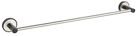 WENKO UV-Loc® Badetuchstange Uno Udine, Wandhalter für Handtücher aus gebürstetem & schwarz matt lackiertem Edelstahl zur stressfreien Befestigung ohne zu Bohren mit UV-Loc® Klebesystem, 61 x 5 x 7 cm