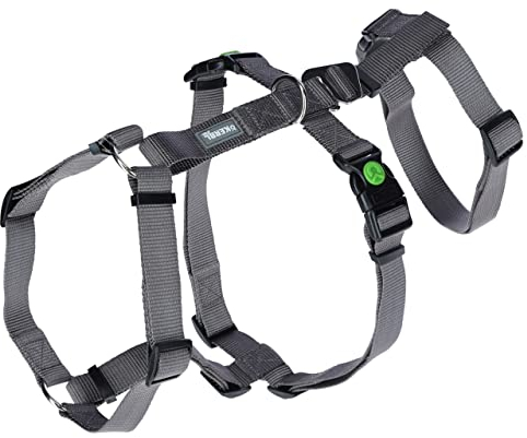 Kerbl Pet Panikgeschirr, Hundegeschirr, grau, Halsulmfang 30-41cm, Gurtbreite 15mm, für ängstliche Hunde, robust, verstellbar