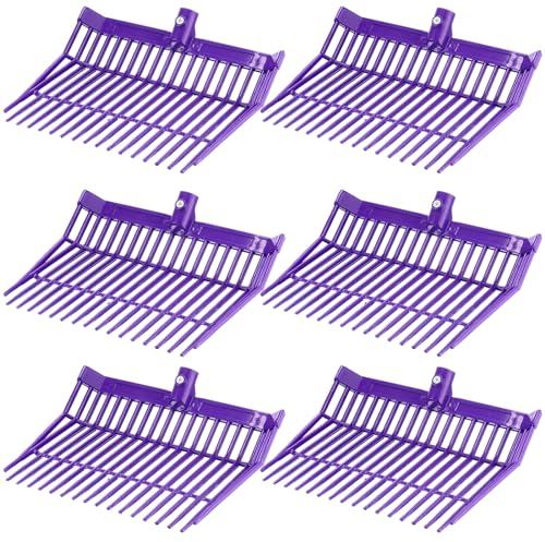Lasnten Mistgabelkopf, 18 Zinken, Ersatzkopf mit Schrauben und Muttern, langlebiger, stabiler Kunststoff, Heugabel für Gartenarbeit, Pferdestand, Aufsammeln von Mist, Gras, Heu, 6 Stück