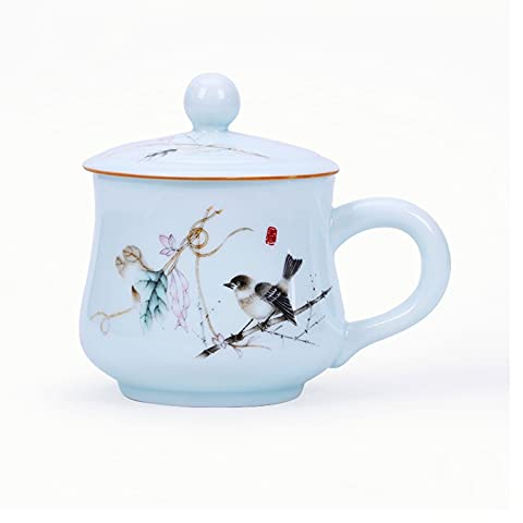 ROLTIN Tazze da caffè Tazza da tè, Tazza da latte Tazza da caffè grande con manico Tazza da caffè gigante in ceramica da 15,8 once Tazza da caffè grande, Tazza in ceramica con coperchi
