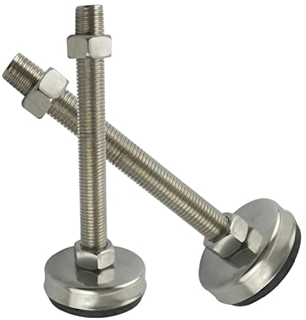 SBTRKT 2 Stück M16x150 mm verstellbare Fußschalen, 85 mm Durchmesser, rutschfeste Basis aus Edelstahl 304, Gelenk-Nivellierfüße mit Gewinde.