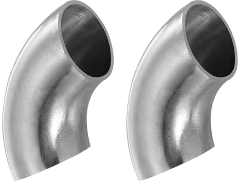 PATIKIL 1 Zoll OD 304 Edelstahl Butt, 2er Pack 90 Grad Bogen Rohrverschraubung Schweiß-Schweißverbindung für Treppengeländer