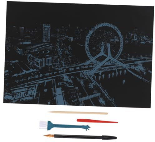 Operitacx 1 Satz 5st Kratzpapierhandwerk Kratzbild Picturepedia Nachtansicht Kratzzeichnung Nachtkratzzeichnung Bilder Kratzen Kunsthandwerk
