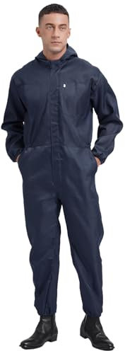 Oyolan Tuta da Lavoro Uomo Tuta Lavoro con Cerniera Multi Tasche Abbigliamento da Lavoro Meccanico S-4XL, Tipo C Blu marino, M
