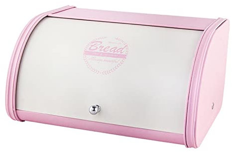 Duiaynke Boîte à pain en métal pour garde-manger, cuisine, comptoir, ferme, blanc rose, 315 x 255 x 170 mm (blanc rose)