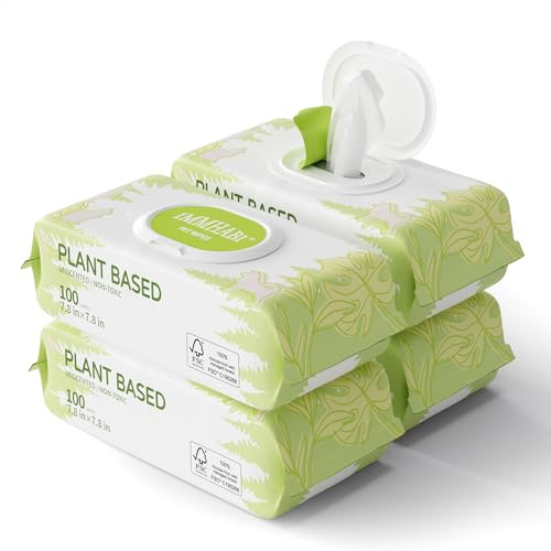 IMMHABI 400 Unscented Pet Wipes for Paws and Butt Plant Based Hypoallergenic Pets Cleansing & Deodorizing Anal Gland Hygienic Puppy Wipes for Dogs