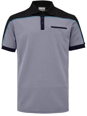 WORK IDEA Herren Kurzarm Polo-Shirt mit Kontrastfarben, Funktions Arbeitsshirt für Beruf, Werkstatt und Freizeit