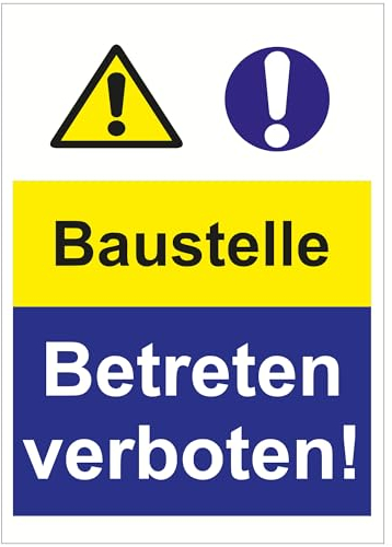 Indigos UG - Schild Baustelle - 420x594 - Hotel, Firma, Schutz, KITA, Arzt, Praxis - Sicherheit - Warnung - Aluverbundplatte 3mm, Wohnung - Hinweisschild - Warnschild