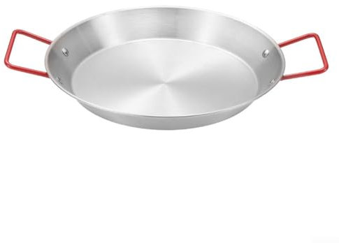 Sartén de acero inoxidable para mariscos, paellera portátil, antiadherente, bandeja de aperitivos con doble oreja (28 cm)
