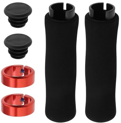 EMSea 1 Paar Schaumstoff-Lenkergriffe, Einzelverriegelung, Fahrradlenkergriffe, geeignet für Lenker mit einem Durchmesser von 22 mm, Fahrrad, Mountainbike, MTB-Griff (rot)