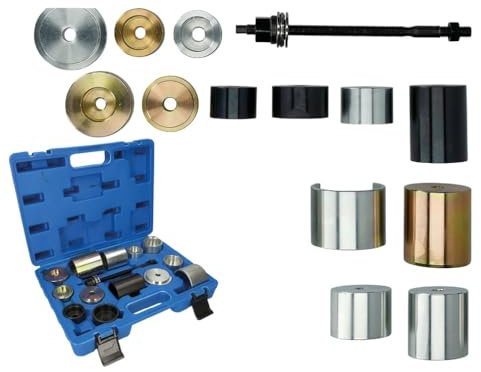 Silentlager-Werkzeug-Satz, für BMW, 14-tlg 14-teiliger Satz zum Erneuern von Gummibuchsen der Radaufhängung Silentlager Werkzeug Satz für BMW ermöglicht das Erneuern von Gummibuchsen der Radaufhän