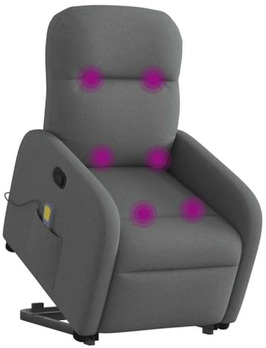 vidaXL Massagesessel mit Aufstehhilfe Dunkelgrau Stoff, Relaxsessel, Sessel mit Aufstehhilfe, Massagestuhl, Sessel, Sessel mit Massagefunktion