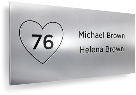 mubusi Placa Grabada Buzón 12,5x5 cm - Personalizada - Plástico Efecto Aluminio Metalizado con Nombre y Número