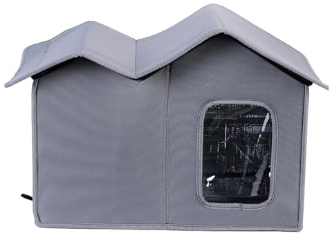 Hundehütte, wetterfest, Oxford-Stoff, Wildkatzenhaus für Zuhause, Innenhof, Welpen, Grau