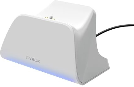GXTrust Chargeur Manette PS5, Station de Charge Manette Dualsense, Blanc | Design Place-on, Charge Rapide, LED, Coussinet Antidérapant, Câble USB-C-C Inclus, Accessoires PlayStation 5