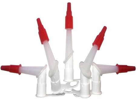360-Degree Silicone Caulk Nozzles with Screw Cap, 5-Pack, Red and White