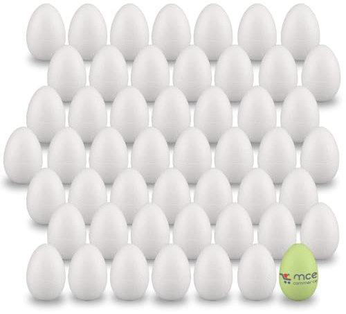 Styroporeier 6 cm, 50 Stück, zum Basteln und Dekorieren an Ostern, Weiss
