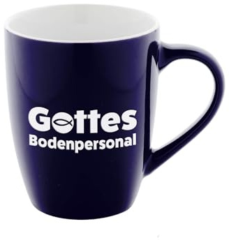 Uljö blaue Keramiktasse Gottes Bodenpersonal