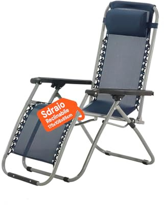 Avilia - Sdraio da Giardino Reclinabile 175x65 cm con Cuscino Regolabile in Textilene Anti UV, Struttura Pieghevole in Acciaio per Terrazzo o Piscina, Facile da Riporre e Resistente Fino a 150 Kg