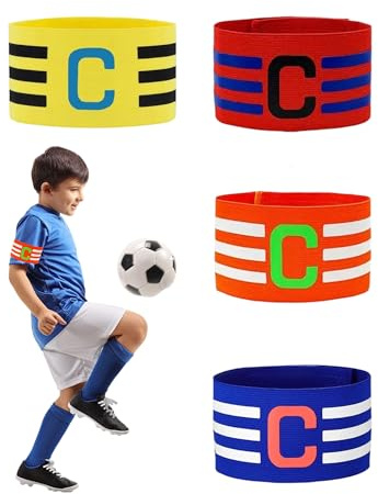 WGCHAIE 4 Stück Kapitänsbinde, Kapitänsbinde Kinder, Kapitänsarmband Fußball Kapitänsbinde Kinder Fussball Capitan Armbinden, Kapitäns Armbinden Klettverschluss für Fußball, Jugendliche