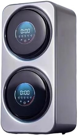 Dual-Chamber Tumble Mini Washer And Dryer 2 In 1, 2×3.5L Full-Automatic Small Underwear Washing Dryer with LCD Touch Panel & 65℃ Temperature Drying, for Motorhome, Apartments,Wall Mounted,Grey