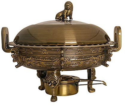 3L Chafing Dish Buffet Round Set, Stainless Steel Chafer Warmers W/Food Pans, Stove Stand, Visible Pot Lid And Fuel Holder for Keep Food Warm,Green Bronze (Green Bronze)