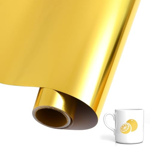 30.5 X 200 cm Plotterfolie Gold, Permanent Vinylfolie Selbstklebend | Vinyl Folie Plotten, Graviert mit Schneidemaschine, Verwendet für Wanddekoration, Werbeschnitzereien, Tassen-Glasoberflächen