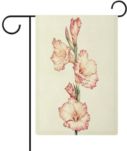 Gladiolen-Blumen-Gartenflagge, saisonaler Urlaub, Jute, doppelseitig, 30,5 x 45,7 cm