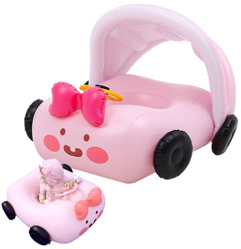 Car Float for Pool, Inflatable Car Pools Toy with Sunshade, Comfortable and Sturdy Water Lounge Float, Adults and Kids, Fun Swimming Pool Equipment for Family, Friends, Coworkers, Beach Activities