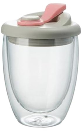 Tazza da caffè isolata – Tazza da caffè a doppia parete ¦ 8,5 cm tazza in vetro trasparente con coperchio, tazze isolate in vetro robusto, tazze da cucina e cena, tazze da tè trasparenti per succhi di