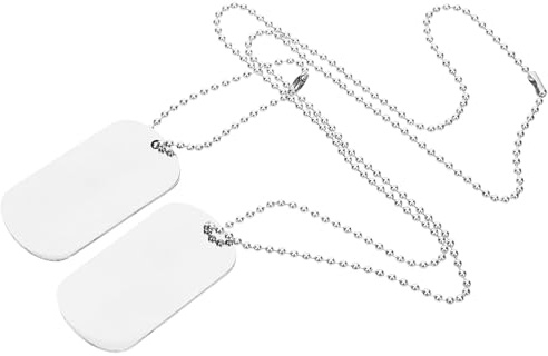 AKOOSY Edelstahl Herren Hundemarken Halskette mit Doppelseitigem Anhänger Blanke Dog Tag Erkennungsmarke Langlebige Silberkette für Männer Modisches Accessoire für Alltag und Outdoor