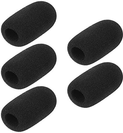 Aumotop Headset Mikrofon Vindruta Svart 5st Skumskydd för Minimikrofon Brusreducering för Föreläsare Presentatör Lärare (F Typ)