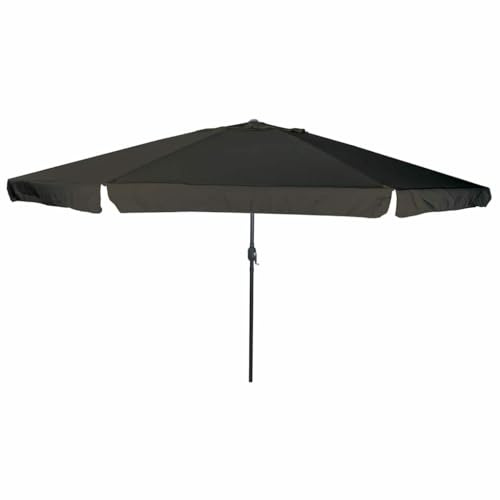 Parasol de jardin noir anti-UV en polyester et acier - 395 x 395 x 245 cm - Pliable - Manivelle - Résistant au vent - Protection solaire pour terrasse - Auvent extérieur - Auvent de terrasse - Voile