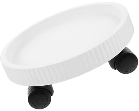 TOYANDONA Plateau Roulant pour Pots de Fleurs Ronds Blanc, Base D'usine Robuste avec roulettes Pivotantes 360°, Support Mobile pour Plantes D'intérieur et Extérieur, Chariot à Plantes
