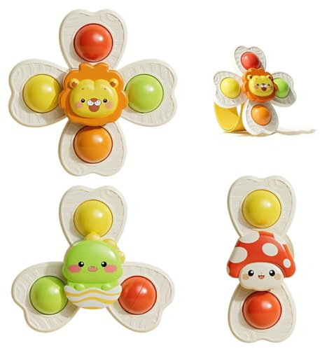 CEJAS 3 Piezas Spinner Bebe con Pulseras Juguete Giratorio con Ventosa, Interesante Baño Juguetes, Spinner Toys Juguetes Sensoriales para Bebés Niños Niñas