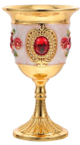 HOMSFOU Petit Gobelet Rétro en Verre Or et Blanc Rouge, Tasse à Boire Européenne Vintage pour Bar et Maison, Décoration de Table Élégante, Gobelet Polyvalent pour Cocktails et Vin, Usage