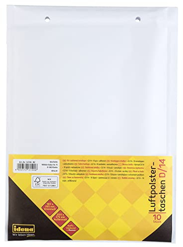 Idena 10190 - Luftpolstertaschen D/14, 200 x 275 mm, haftklebend, weiß, ohne Fenster, 10 Stück