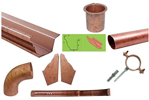 T.E.G. METALLI S.R.L. Kit Grondaia K10 SV 420 in Lamiera o Alluminio Vari Colori e Lunghezze + Accessori di Montaggio (Kit 4 Metri, Alluminio/Rame Antichizzato)