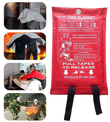 Astarye Fiberglass Fire Blanket Fire Emergency Blanket Emergency Surival Safety Cover for Outdoor Barbecue, Kitchen,Fireplace,Car,Office(1.0X1.0M)