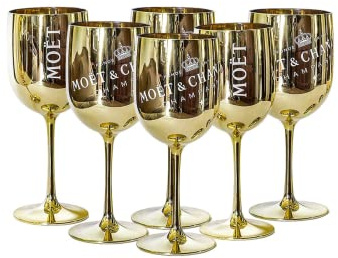 Moët & Chandon - Calici Ice Impérial per champagne e prosecco in acrilico, con un set di sottobicchieri di carta Oro